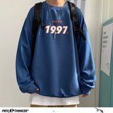 Woloong Spring Men Casual Sweatshirts Harajuku 1997 Printed Men Oversized Hoodies  Korean Man Casual Loose Pullovers