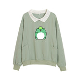 Frog Swearshirt Aesthetic Harajuku Oversize Hoodies Women Graphic Cotton Sweatshirt Funny Hoodie with Pocket Clothes for Teens
