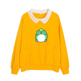 Frog Swearshirt Aesthetic Harajuku Oversize Hoodies Women Graphic Cotton Sweatshirt Funny Hoodie with Pocket Clothes for Teens