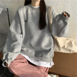 spring and autumn new splicing Pullover fashion Korean thick and thin women's Sweatshirt Navy Gray Black Pink women's Hoodi