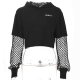 Black Crop Top Sweatshirt Long Sleeve Women Hoodies Hooded Streetwear Harajuku Hoodie Kpop Hoody ASHO20240