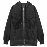 Woloong Y2K Gothic Sweatshirt Oversized Hoodie Women Autumn Zip Up Long Sleeve Coat Top Female 90S Vintage E-Harajuku Grunge Clothes