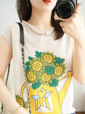 Women New Casual Korean Y2k Tops Fall Fashion Sunflower Printed Round Neck Long Sleeve Pullover Female Sweatshirt T-shirt