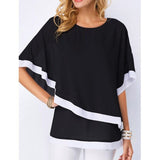 Summer Chiffon T-shirts Women's Bat Sleeves Irregular T Shirt Women Clothing Stitching Half Sleeve Tee Shirt Top