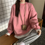 Autumn Winter Girl Korean Version Oversized Hoodies Street Style Letter Embroidery Sweatshirt Fleece Thick Pullover Tops Femmes