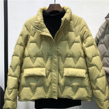 Woloong Janveny Ultra Light Down Jacket Women Winter Stand Collar Feather Puffer Coat 90% White Duck Down Parkas Solid Color Outerwear