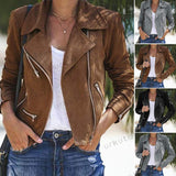 Woloong New style women's jacket autumn and winter new style lapel zipper short women's jacket coat women