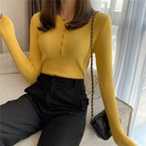 Fall Women Clothes Solid Slim Base Sweater Pull Femme Autumn Knitted Tops Female Pullovers Korean Style Women's Blouse