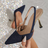 Elegant Pointed-Toe Pumps - Shallow Mouth, Ankle Strap, Slip-On, High Heel, Banquet Shoes for Women - Chic, Comfortable, Versatile, and Easy to Wear