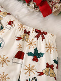 Baby Boy Girl Cute Christmas Print Outfits, Long-sleeved Sweatshirt Top Long Pants Trousers Set, Kid's Party Casual Clothes Outdoor Clothes