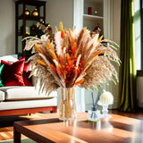 80pcs Boho Chic Pampas Grass & Gypsophila Bouquet - Perfect for Weddings, Home Decor & Table Centerpieces, for Wedding