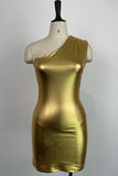 woloong - Silver Sexy Casual Solid Backless Oblique Collar Sleeveless Dress Dresses