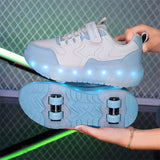 Girls' LED Light Up Roller Skates for Ages 12 and Under - Breathable PU Upper, TPR Sole, Rechargeable Lithium Polymer Battery, All-Season Hook and Loop Fastener Skating Shoes