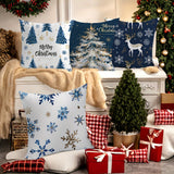 4-Pack 18x18 Inch Contemporary Christmas Throw Pillow Covers with Zipper Closure, Hand Washable Polyester, Woven Festive Print Design for Living Room Sofa Decoration (Pillow Inserts Not Included)