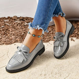 Womens Rich Solid Tassel Loafers - Comfortable Chunky Heel, Effortless Slip-On, Preppy Dress Shoes with Fashion-forward Accent