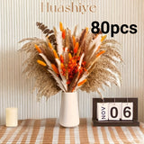 80pcs Boho Chic Pampas Grass & Gypsophila Bouquet - Perfect for Weddings, Home Decor & Table Centerpieces, for Wedding