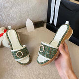 Designer Slippers Women Sandals High Quality Slides Crystal Calf leather Casual shoes quilted Platform Summer Beach Slipper Sandal Slide Shopping bag