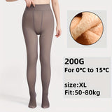 Women's High-Waist Fleece-Lined Tights, Polyester and Spandex Blend, Solid Color Knit Fabric, Warm and Elastic, Hand Washable - 1 Pair
