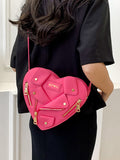 woloong Zipper Split-Joint Heart Shape Handbags Crossbody Bags Bags