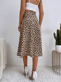 woloong Tied Waist Split-Front Printed Loose High-Low Skirts Bottoms