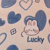1pc Thickened Velvet Fitted Sheet For All Season, Soft Comfortable Autumn And Winter Bedding Love Cute Rabbit Print Mattress Protector, For Bedroom, Guest Room, With Deep Pocket, Fitted Bed Sheet Only