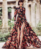 new  Popular trade women's clothing  printing pendulum dress split fashion long dress beach dress
