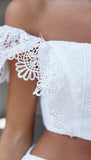 woloong Lace Tube top Tie Skirt Suit