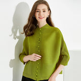 Miyake Spring Versatile Fashion Solid Color Cardigan Long Sleeve Top Versatile Jacket Breasted Shirt Women
