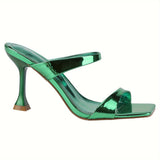 Mid Heel Stiletto Open-Toe Slip-On Sandals - Comfortable Fashion Shoes for Women - Perfect for Spring and Summer Casual Wear