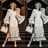 New spring new  women's clothing embroidered dress white fringe dress dress  lace dress