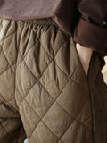 woloong Casual Loose Quilted Solid Color Padded Harem Pants