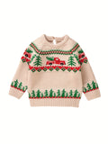 6 Months-3 Years Toddler Baby Boys Christmas Sweaters Long Sleeve Round Neck Truck Print Knit Pullovers Infant Jumper Tops