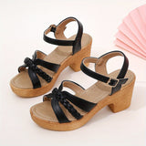 Chic Womens Block Heeled Sandals - Fashionable Braided Ankle Strap Platform Heels - Perfect for Evening Out, All-Match Style