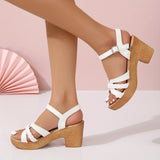Chic Womens Block Heeled Sandals - Fashionable Braided Ankle Strap Platform Heels - Perfect for Evening Out, All-Match Style