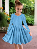 Cozy Rib-Knit Sweater Dress for Girls - Soft, Long Sleeve, Ruffle Detail, Warm Pullover for Winter - Elegant and Classic Style