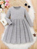 Cozy Rib-Knit Sweater Dress for Girls - Soft, Long Sleeve, Ruffle Detail, Warm Pullover for Winter - Elegant and Classic Style