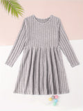 Cozy Rib-Knit Sweater Dress for Girls - Soft, Long Sleeve, Ruffle Detail, Warm Pullover for Winter - Elegant and Classic Style