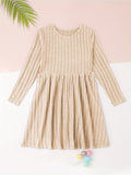 Cozy Rib-Knit Sweater Dress for Girls - Soft, Long Sleeve, Ruffle Detail, Warm Pullover for Winter - Elegant and Classic Style