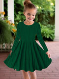 Cozy Rib-Knit Sweater Dress for Girls - Soft, Long Sleeve, Ruffle Detail, Warm Pullover for Winter - Elegant and Classic Style