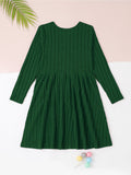 Cozy Rib-Knit Sweater Dress for Girls - Soft, Long Sleeve, Ruffle Detail, Warm Pullover for Winter - Elegant and Classic Style