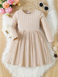 Cozy Rib-Knit Sweater Dress for Girls - Soft, Long Sleeve, Ruffle Detail, Warm Pullover for Winter - Elegant and Classic Style