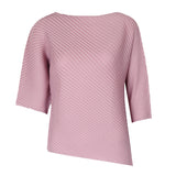 Miyake spring summer one-word collar irregular top women's design sense niche loose seven-quarter sleeve t-shirt women