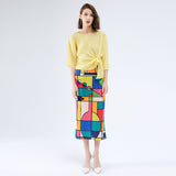Miyake spring summer one-word collar irregular top women's design sense niche loose seven-quarter sleeve t-shirt women