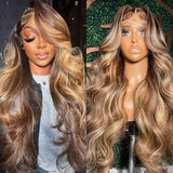 Body Wave P4/27 Highlight Wig Human Hair Wigs For Women Ombre 13x4 Lace Frontal Wigs