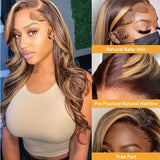 Body Wave P4/27 Highlight Wig Human Hair Wigs For Women Ombre 13x4 Lace Frontal Wigs