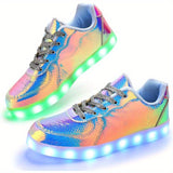 Luminous Flashing Unisex Shoes - LED Lights Up, USB Charging, Lace Up, Couples Dancing, Flashing Trainers for Men and Women - Perfect for Nighttime Outings, Parties, and Special Occasions