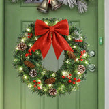 20-Inch Large Pre-Lit Outdoor Christmas Wreath with Lights - Vibrant Winter Door Decoration - Holiday Xmas Party Decor, Easy-to-Hang, Weather-Resistant, Energy-Efficient, Festive Door Hanging for Home, Office, or Outdoor Space