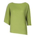 Miyake spring summer one-word collar irregular top women's design sense niche loose seven-quarter sleeve t-shirt women