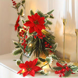 30 LED Festive Flower Vine Lights - Battery-Powered, Elegant Home Decor for Christmas & Holidays (AA Batteries Not Included)