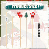 100-Pack Christmas Cocktail Sticks with Festive Snowflake, Snowman, Reindeer, and Tree Designs - Bamboo Picks for Holiday Drinks, Appetizers, and Party Decorations